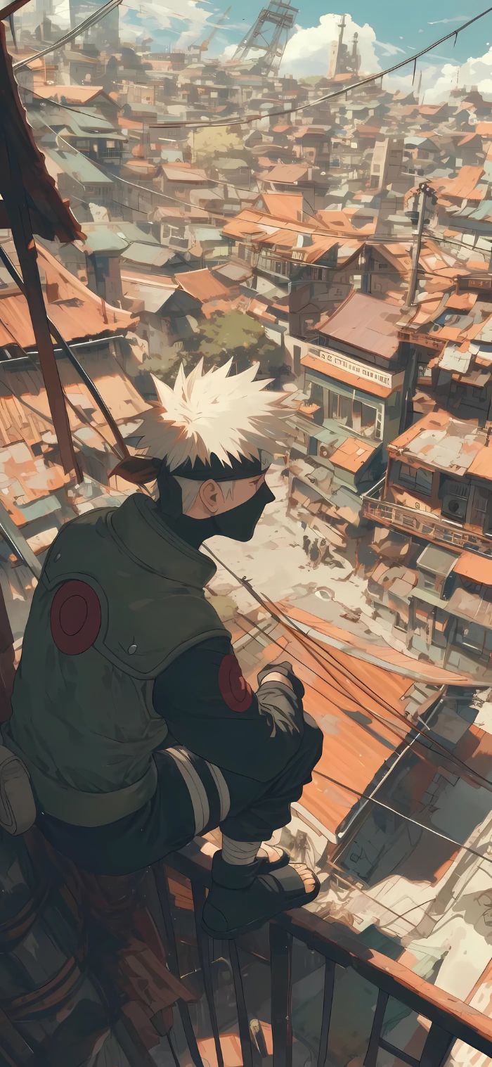 ảnh hình nền kakashi nhìn làng