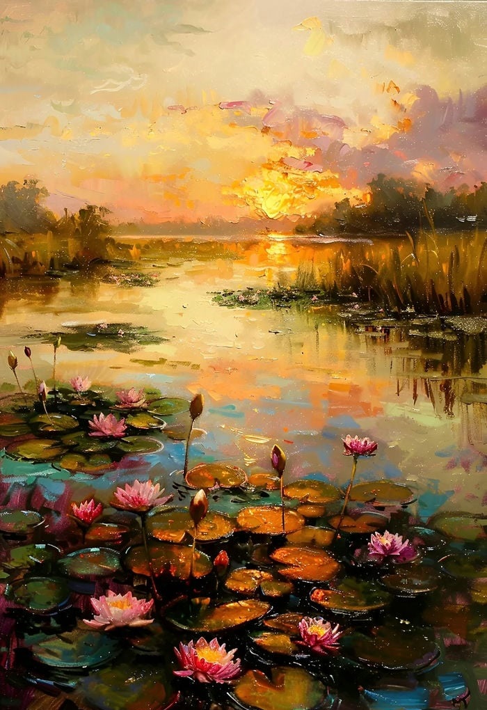 ảnh vẽ tranh hoa súng