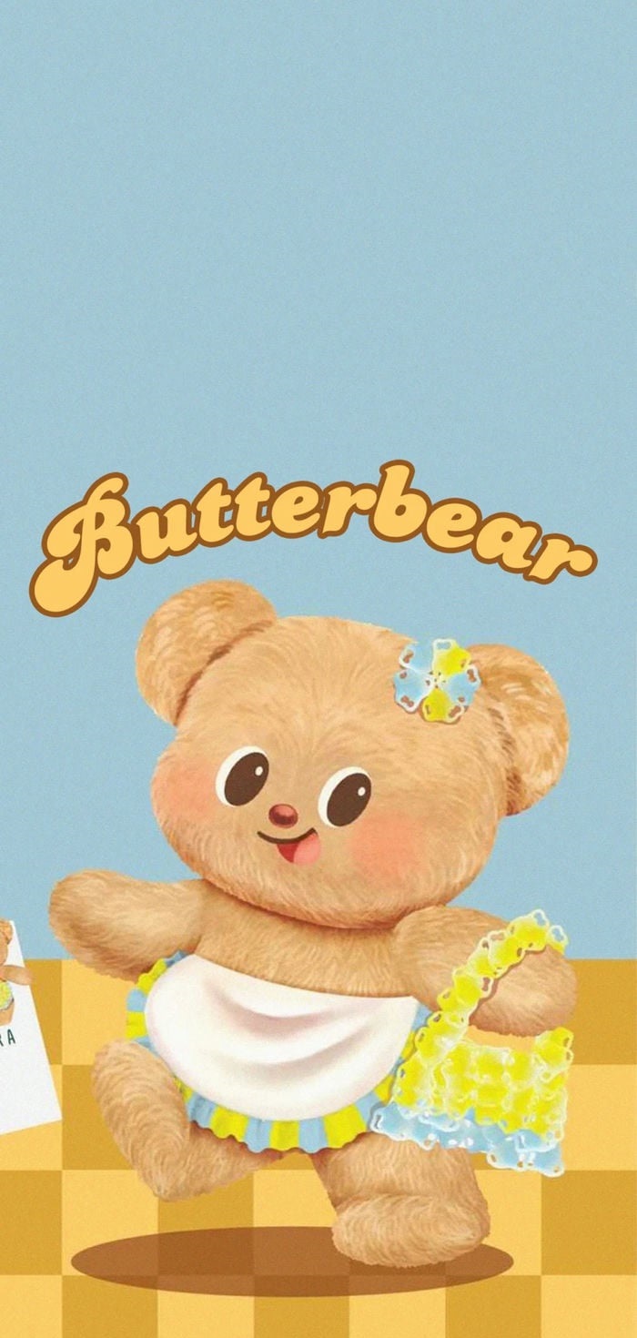 hình nền butter bear nền xanh