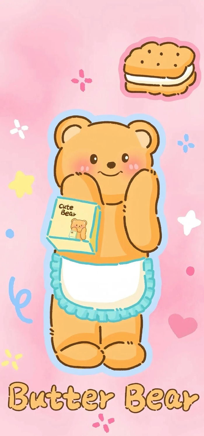 hình nền butter bear tone hồng