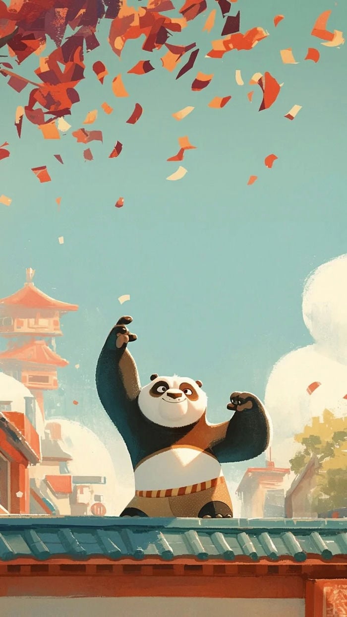 hình nền kung fu panda cute luyện công