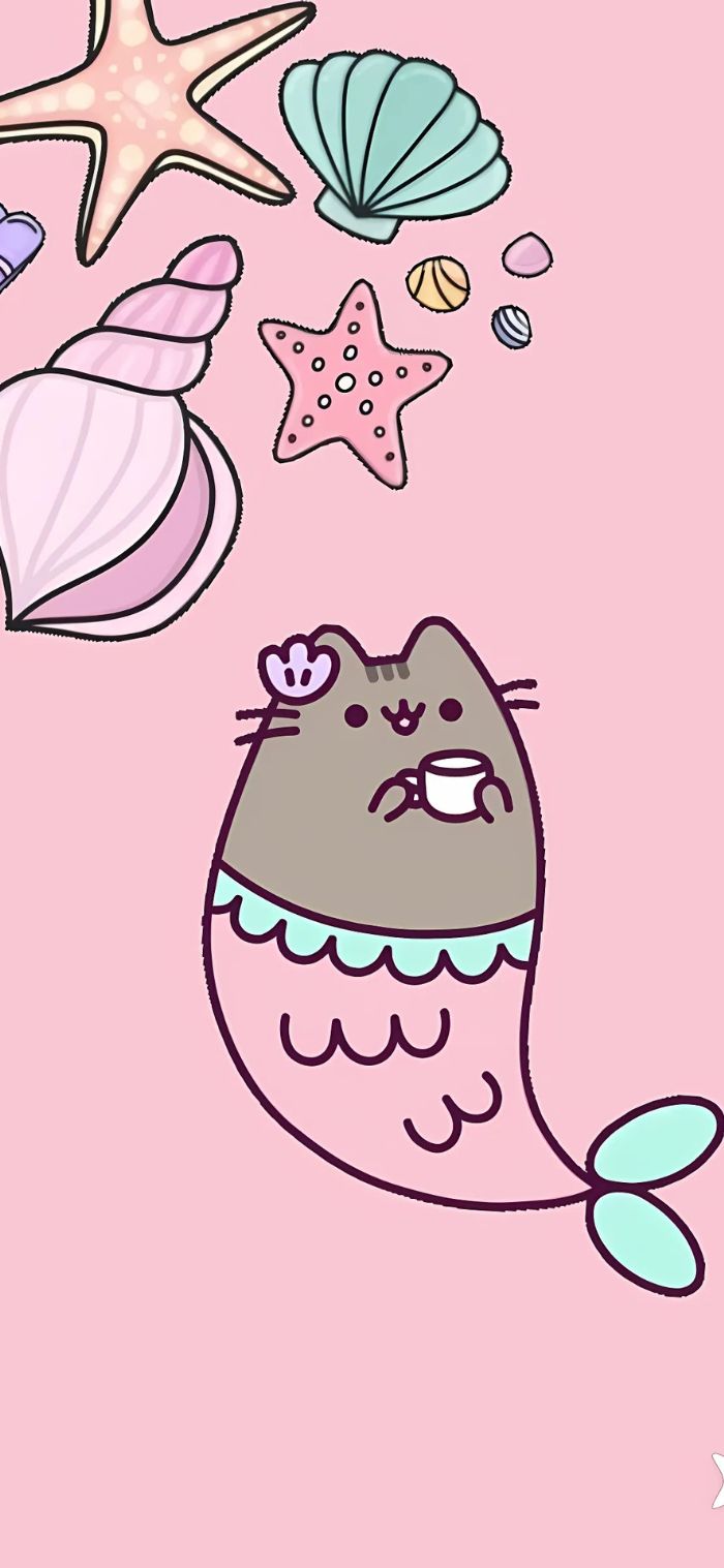 hình nền mèo pusheen mermaid