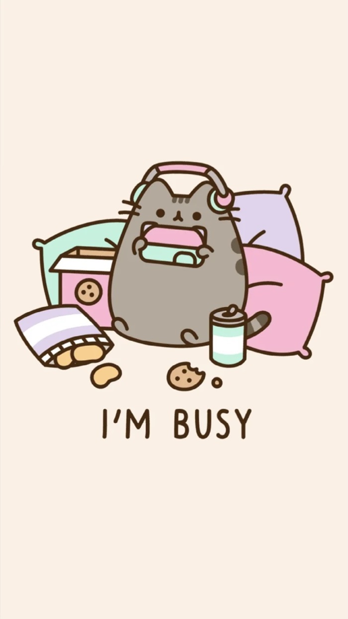 hình nền mèo pusheen nằm