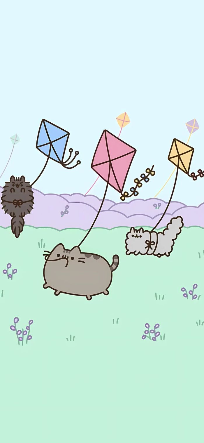 hình nền mèo pusheen thả diều