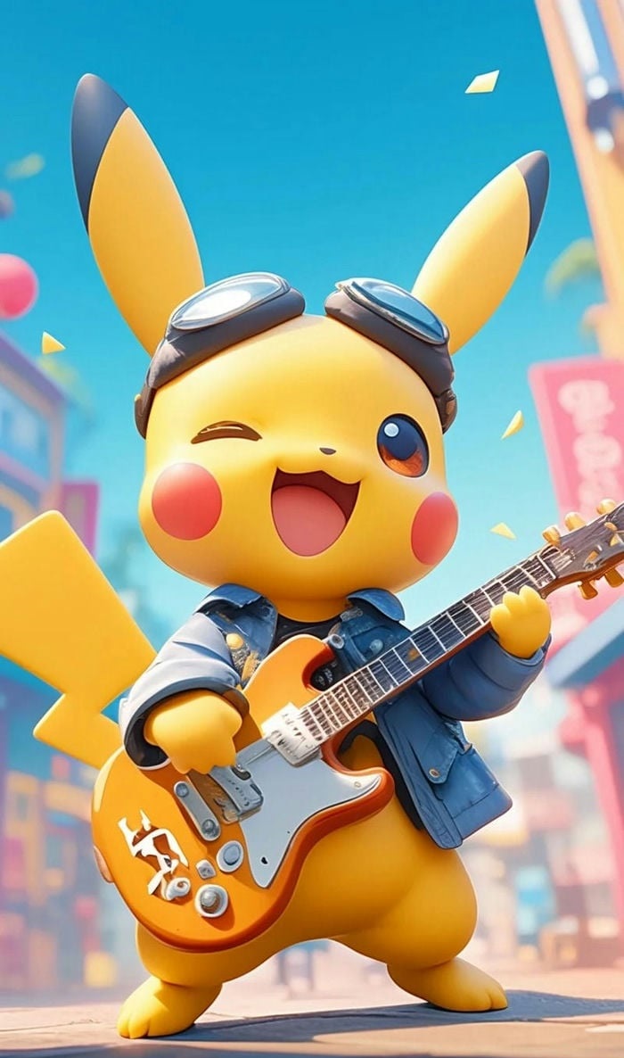 hình nền pikachu cute 3d đánh đàn