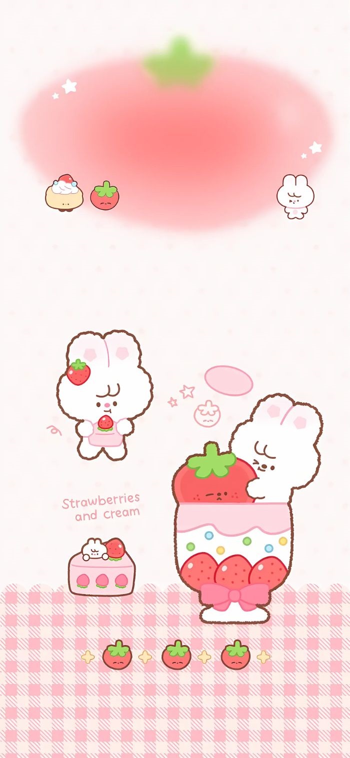 hình nền trái dâu cute