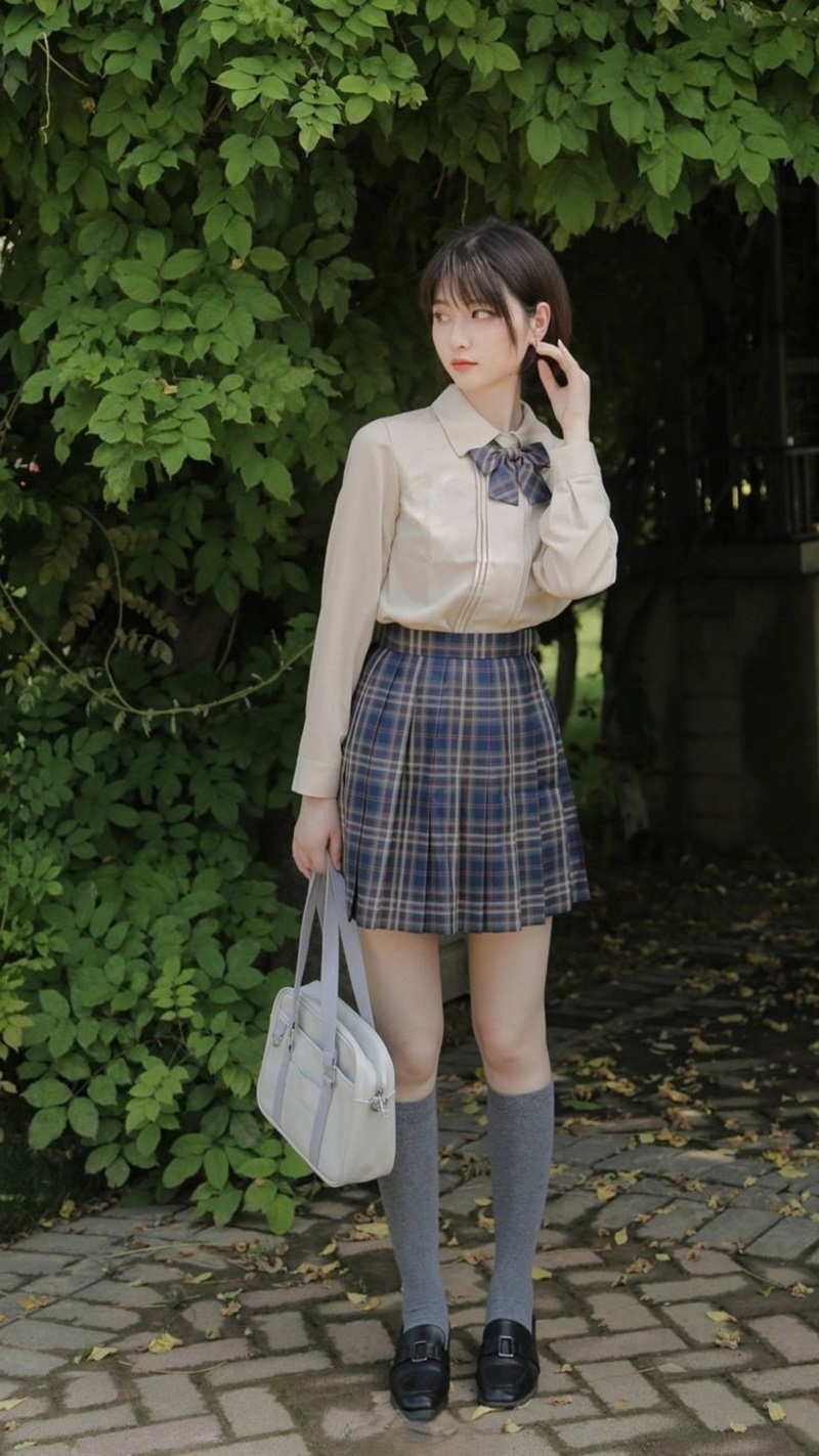 cosplay học sinh cầm túi